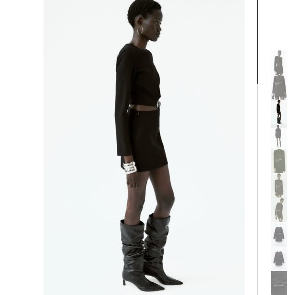 NWT ZARA BELTED CUT OUT DRESS BLACK - Picture 2 of 7